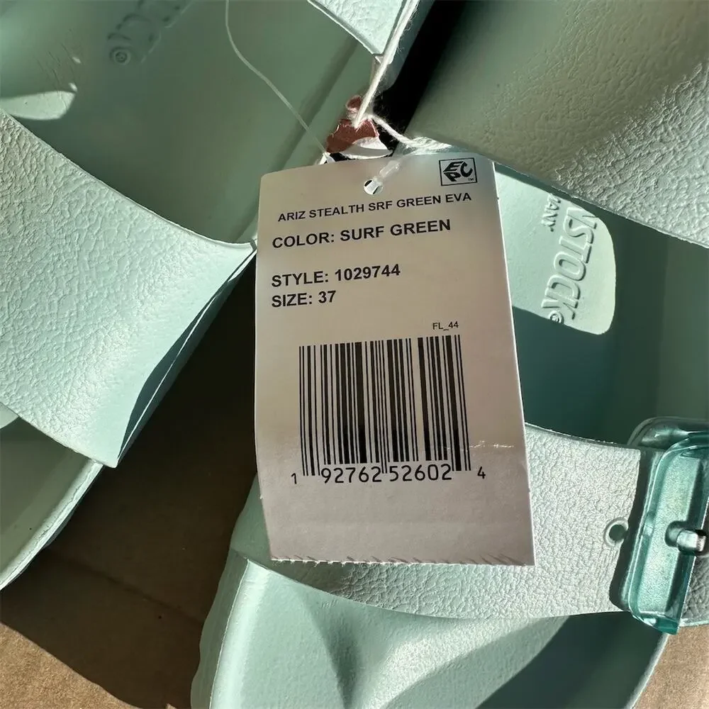 Birkenstock Arizona EVA Sandals Womens Surf Green Stealth Buckle EU 39 / US 8